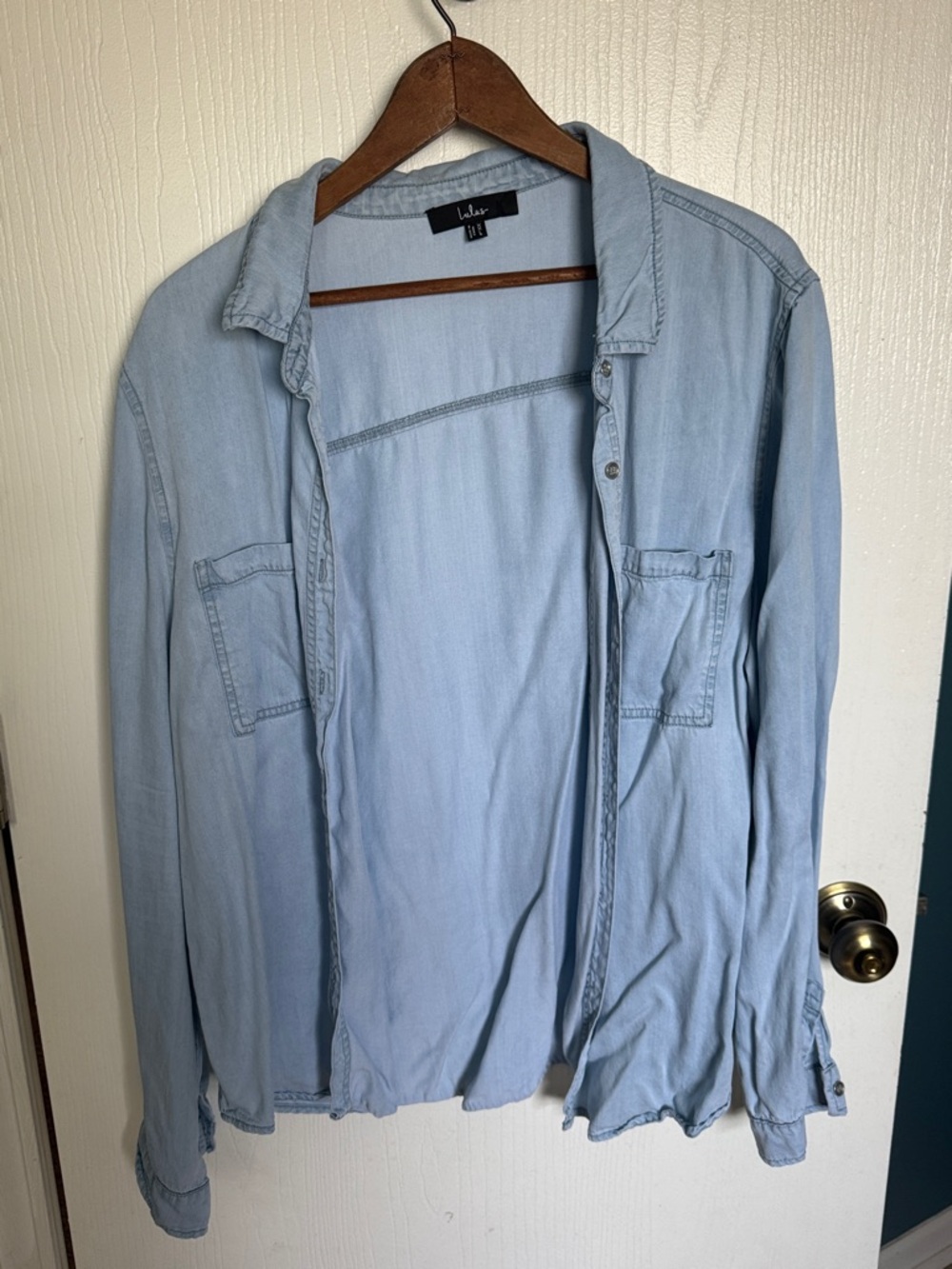 Light Wash light weight Denim Button-Up Shirt